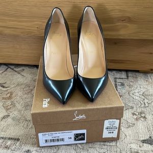 Christian Louboutin Pigalle Follies 100 Napa Shiny, Black, Size 38